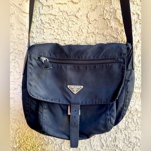 Black Prada nylon crossbody messenger bag